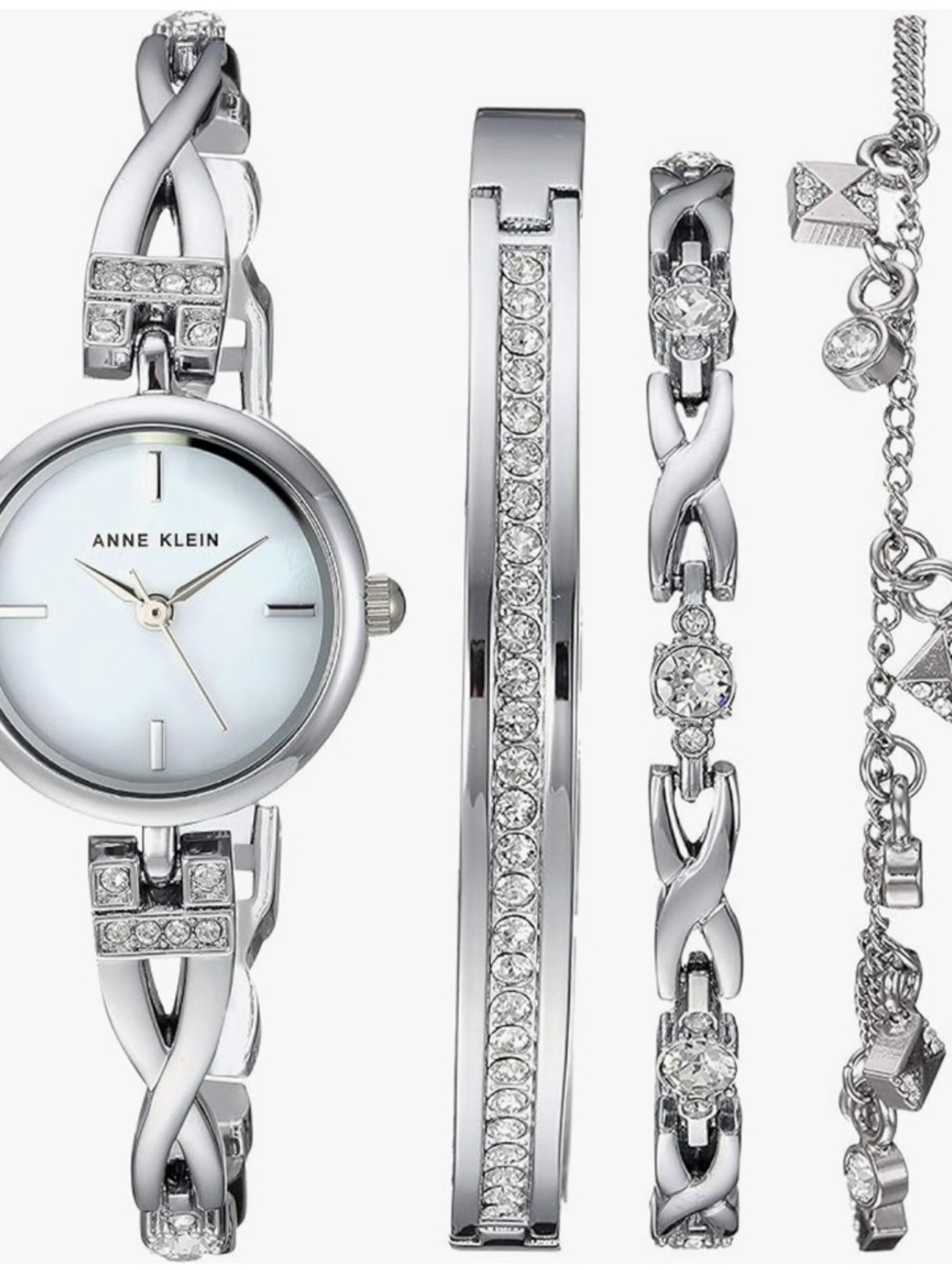Anne Klein Silver and Crystal Women's Watch Set
